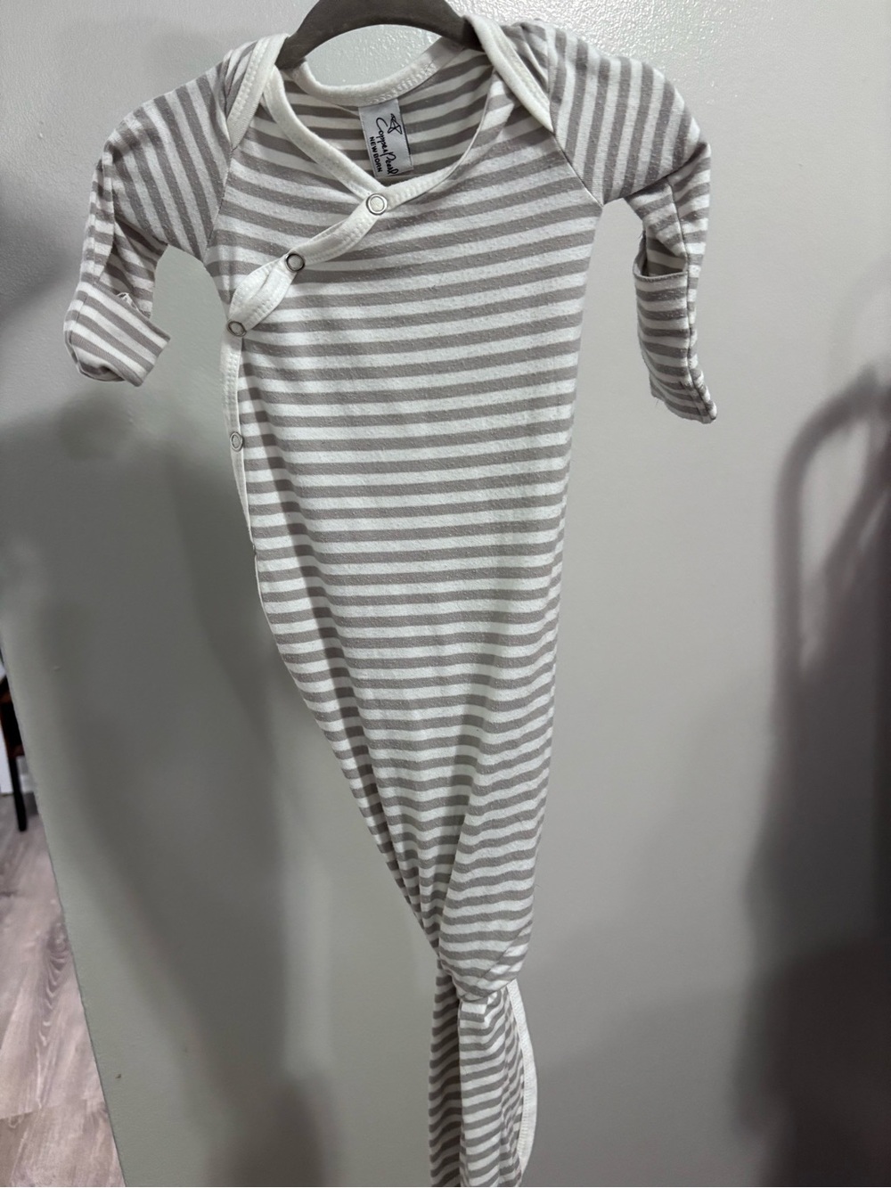 Copper pearl Striped Knotted Baby Gown -newborn